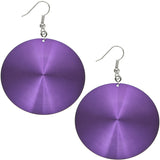 Purple Thin Peace Sign Disc Earrings