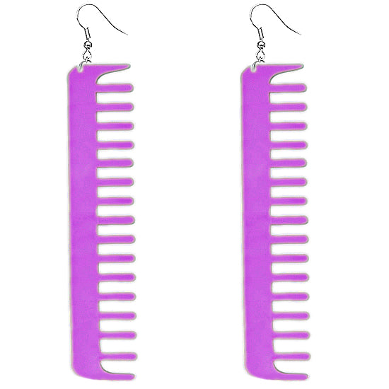 Purple Transparent Comb Earrings