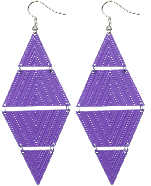 Purple Inverted Triangle Link Earrings