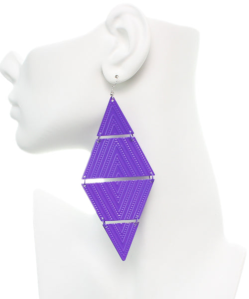 Purple Inverted Triangle Link Earrings