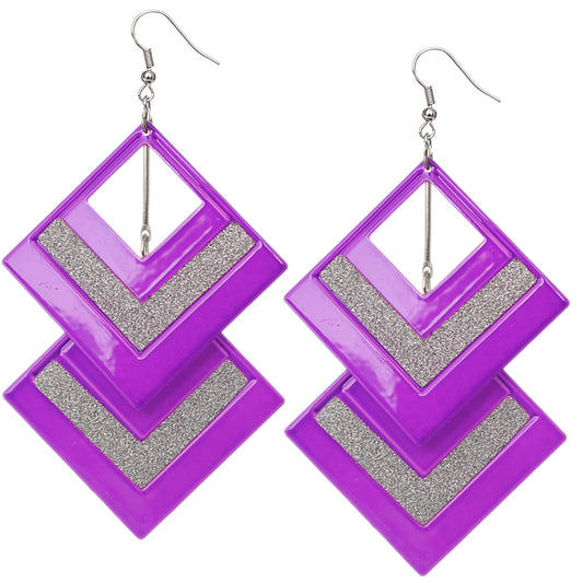 Purple Triangle Earrings