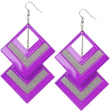 Purple Triangle Earrings