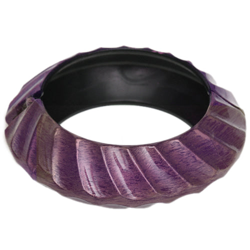 Purple Wavy Saucer Hinged Bracelet