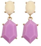 White Purple Two Tone Post Earrings