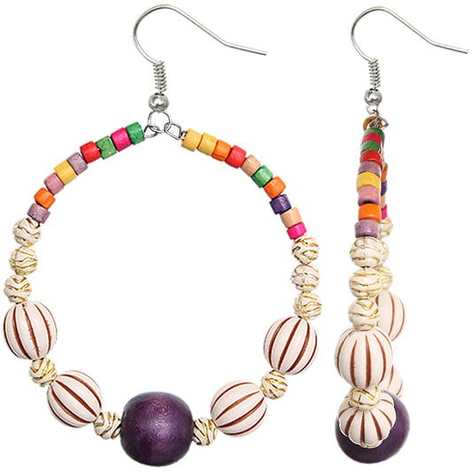 Purple Wooden Coil Earrings