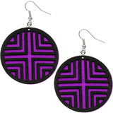 Purple Double Wooden Chevron Earrings