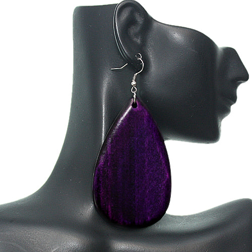 Purple Wooden Earrings