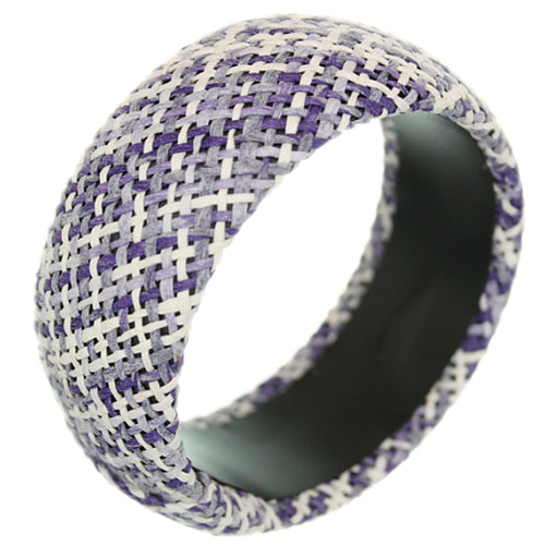 Purple White Knit Woven Bangle Bracelet