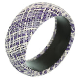 Purple White Knit Woven Bangle Bracelet