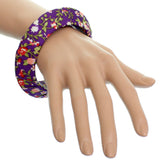 Purple Floral Fabric Saucer Bangle Bracelet