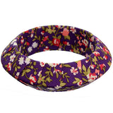 Purple Floral Fabric Saucer Bangle Bracelet