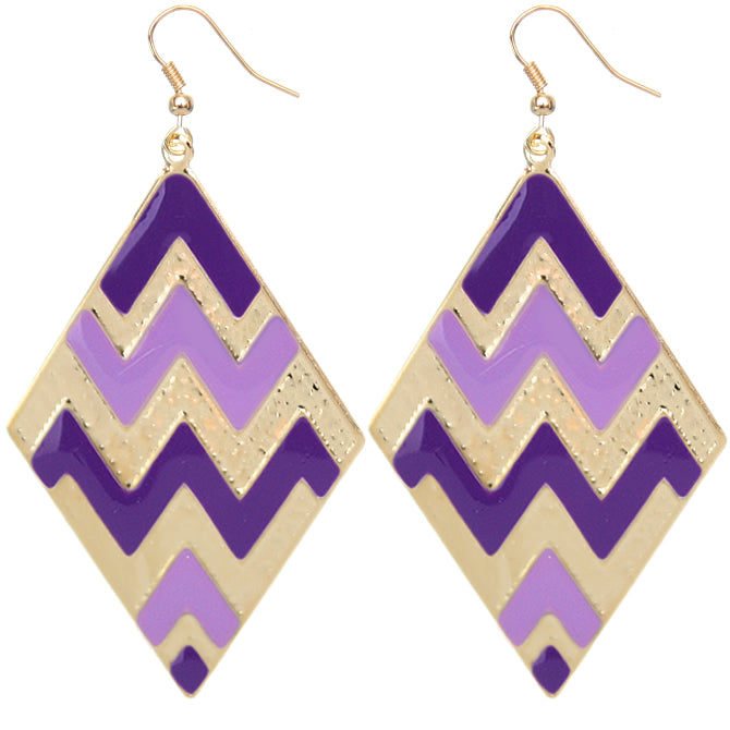 Purple Two Tone Chevron Earrings