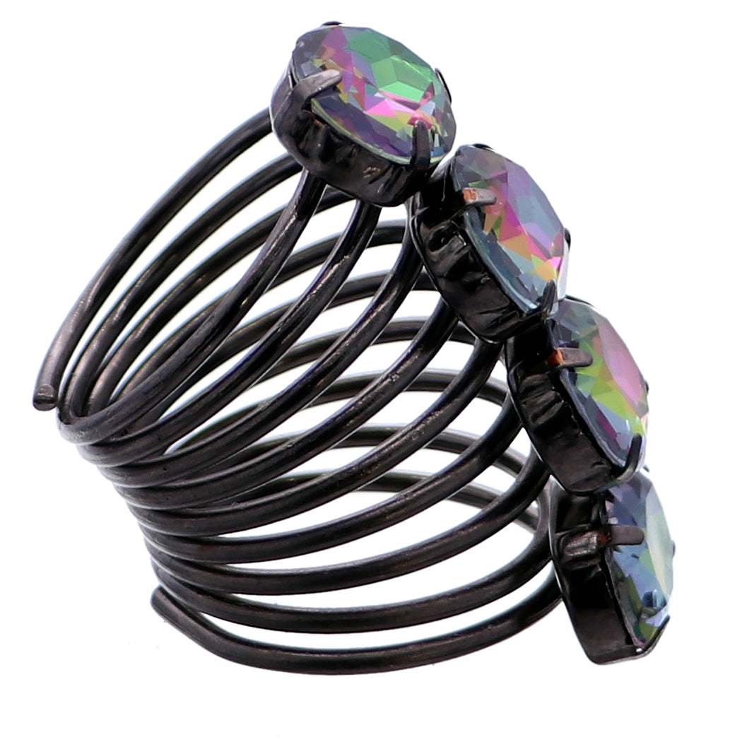 Multicolor Beaded Iridescent Coil Ring