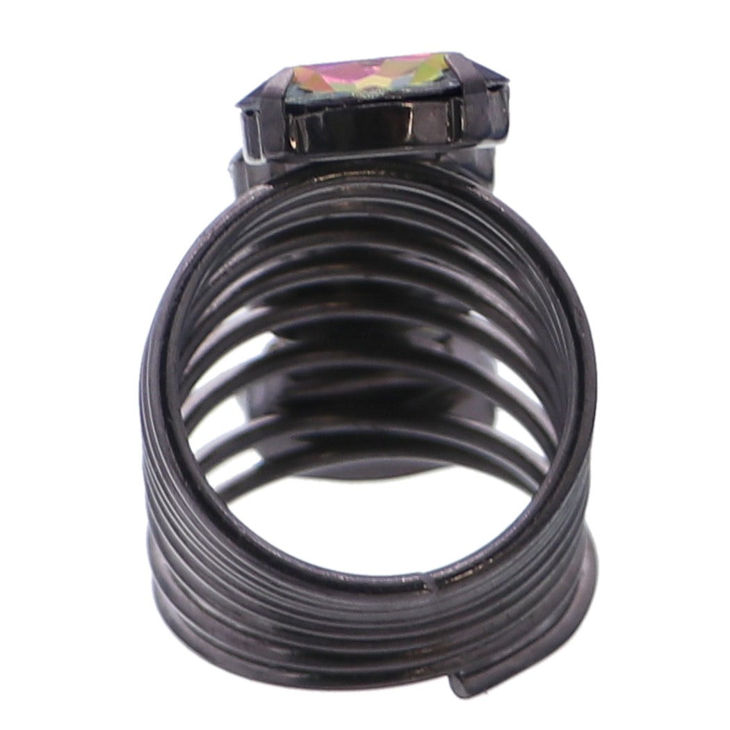 Multicolor Beaded Iridescent Coil Ring