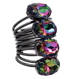 Multicolor Beaded Iridescent Coil Ring