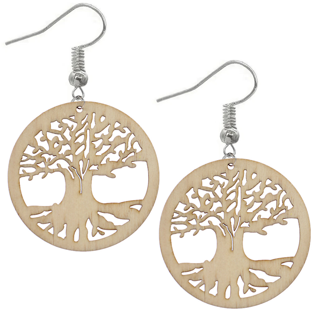 Rasta Multicolor Tree of Life Wooden Earrings