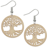 Rasta Multicolor Tree of Life Wooden Earrings