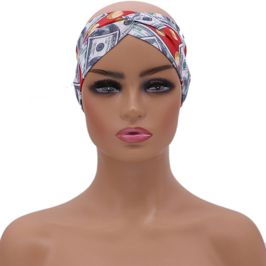 Red Money Criss Cross Stretch Headband