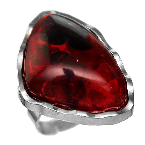 Red Side Triangle Large Stone Adjustable Ring