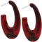 Red Acetate Acrylic Oval Post Hoop Earrings