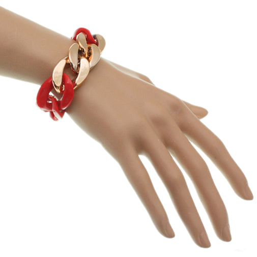 Red Acrylic Chain Link Bracelet