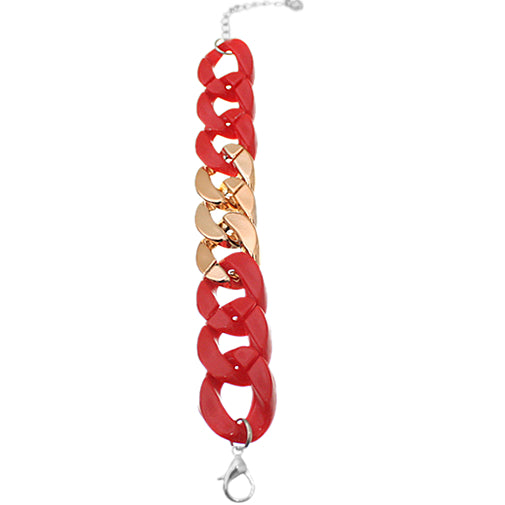 Red Acrylic Chain Link Bracelet