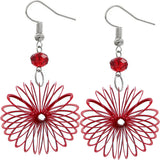 Red Bead Coil Slinky Dangle Earrings