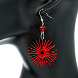 Red Bead Coil Slinky Dangle Earrings