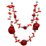 Red Beaded Illusion Invisible Necklace Set