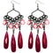 Red Beaded Dangle Chandelier Earrings