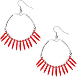 Red Beaded Disc Hoop Earrings