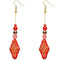 Red Ethnic Carved Pattern Bead Drop Earrings