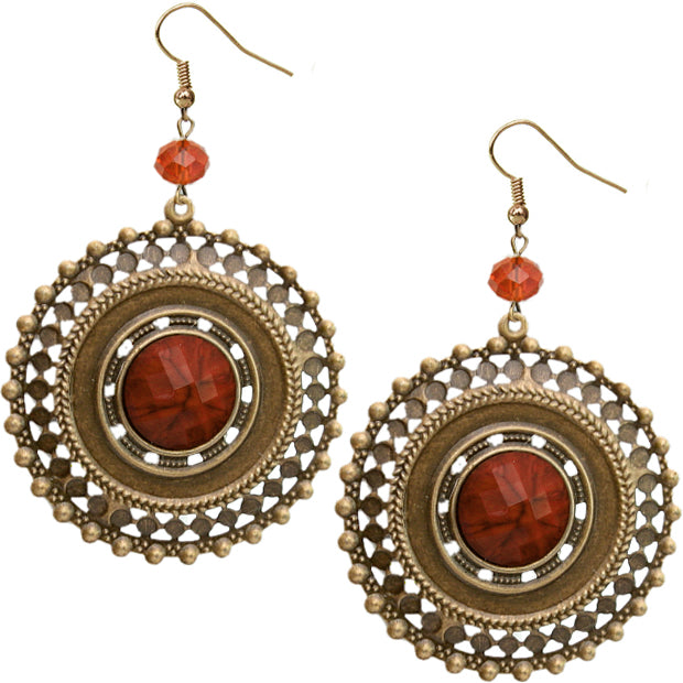 Red Round Bead Earrings