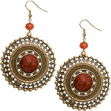 Red Round Bead Earrings