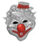 Red Bead Rhinestone Clown Adjustable Ring