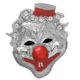 Red Bead Rhinestone Clown Adjustable Ring