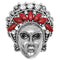 Red Beaded Rhinestone Female Face Adjustable Ring