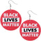 Red Wooden Black Lives Matter Round Earrings