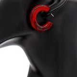 Red Tube Post Hoop Earrings