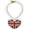 Red Blue Heart Union Jack Flag Toggle Charm Bracelet