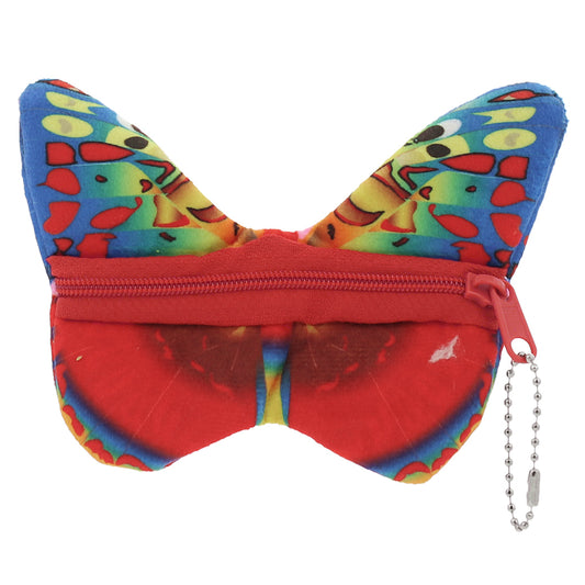 Blue Red Butterfly Coin Purse Keychain Wallet