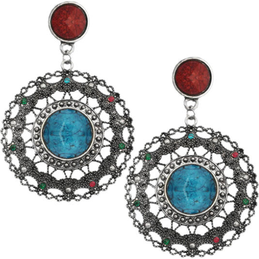 Red and blue elegant gemstone earrings