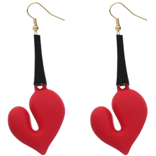 Red Bubble Heart Earrings