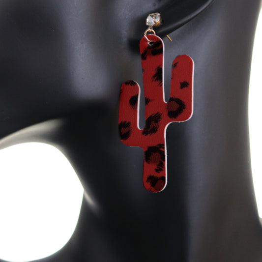 Red Felt Cactus Earrings