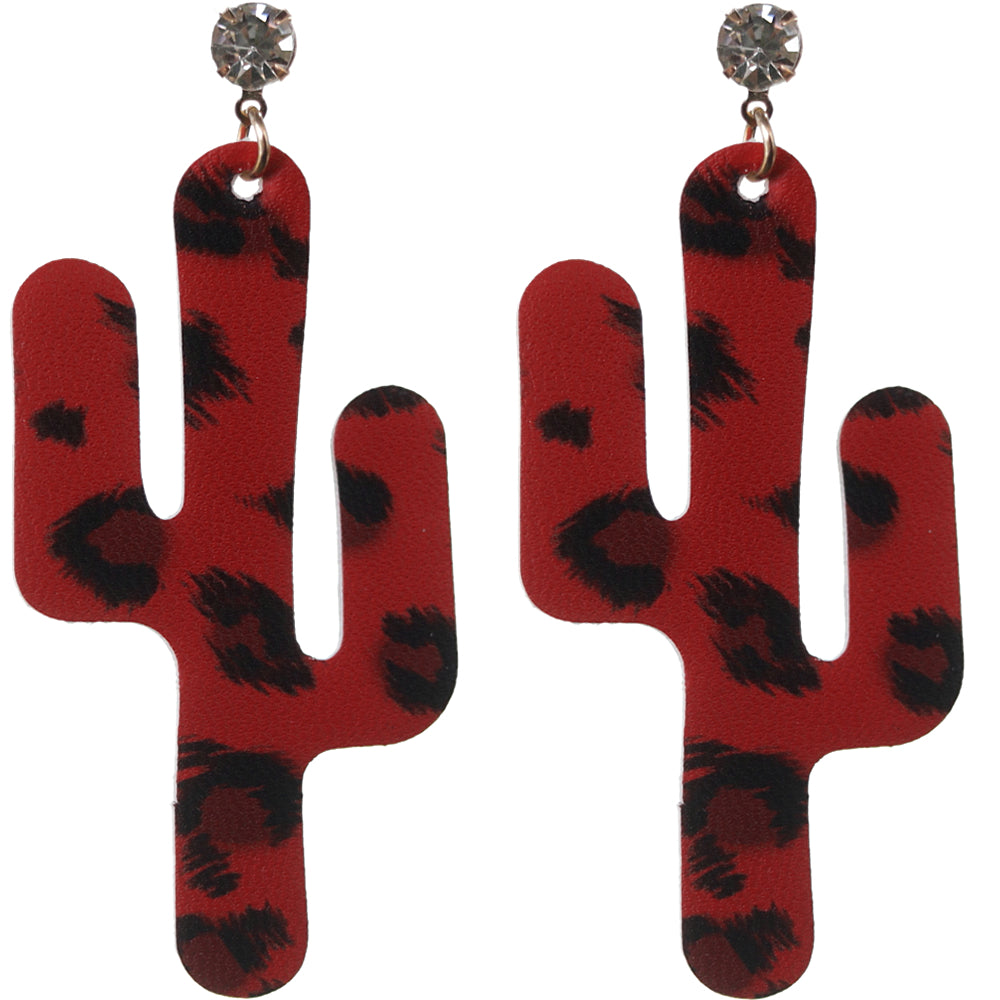 Red Felt Cactus Earrings