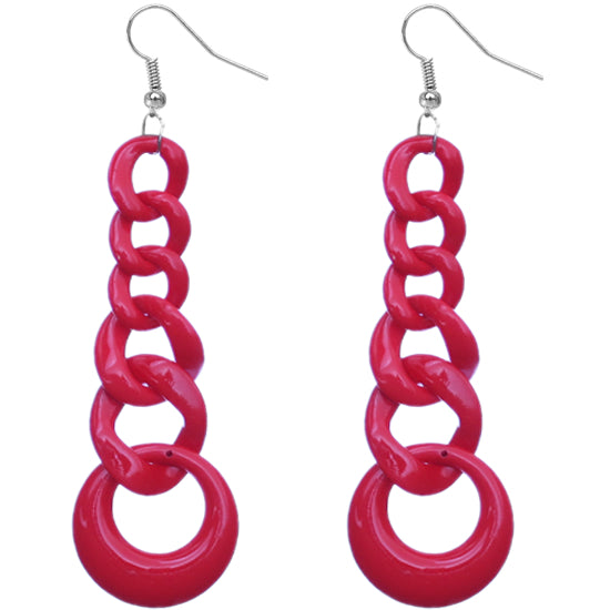 Red Gradual Chain Link Earrings