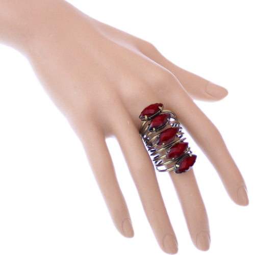 Red Beaded Coil Wrap Ring