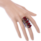 Red Beaded Coil Wrap Ring