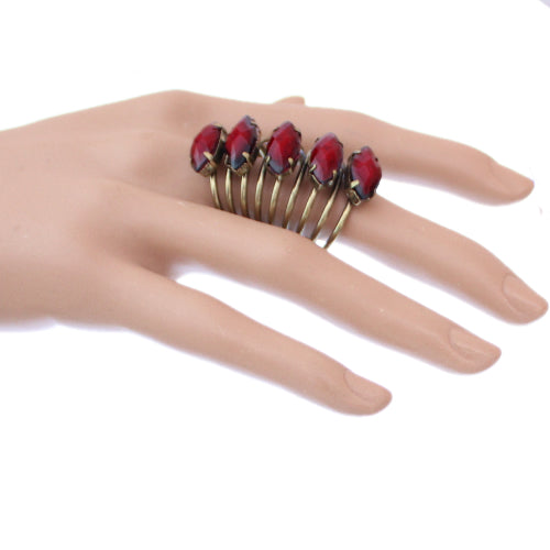 Red Beaded Coil Wrap Ring
