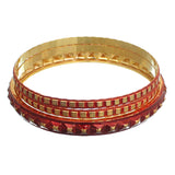 Red Cone Pave Stacked Bracelet Set